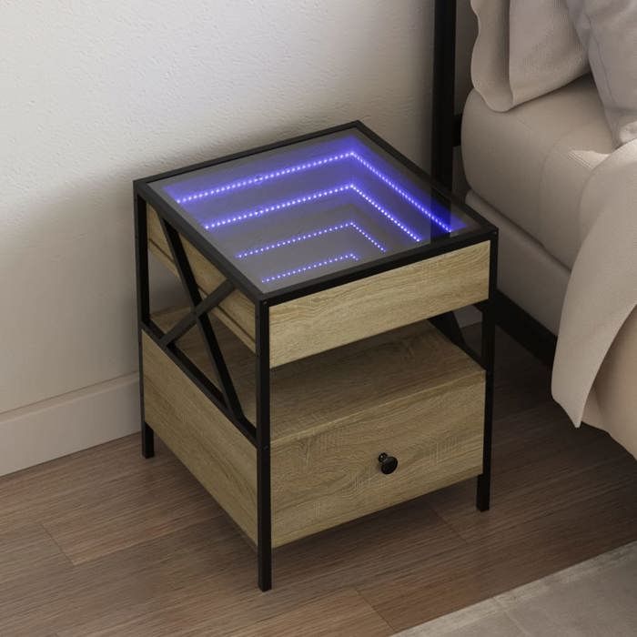 VidaXL Table de chevet avec LED infini chêne sonoma 40x40x51 cm 3284102