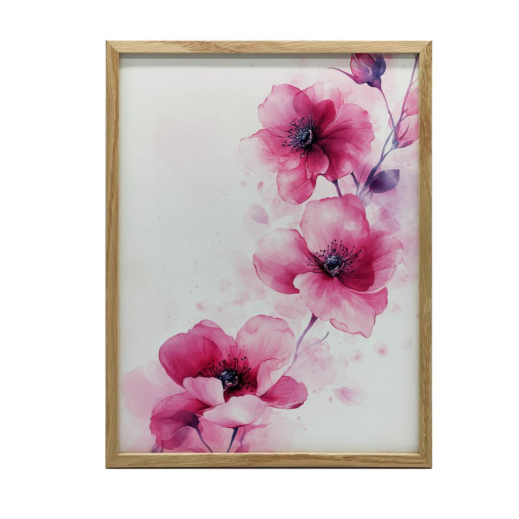 Różowe Kwiaty Na Białym Tle Różowe Kwiaty Na Białym Tle, 70X100 Cm, Bez Ramy, Płótno Premium Na Blejtramie