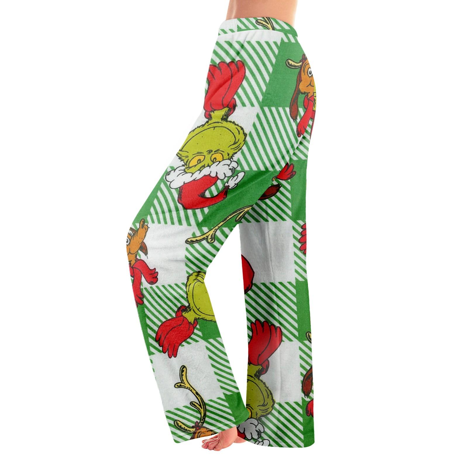 

Женские зимние брюки, длинные брюки, рождественские принтованные брюки S зелёный