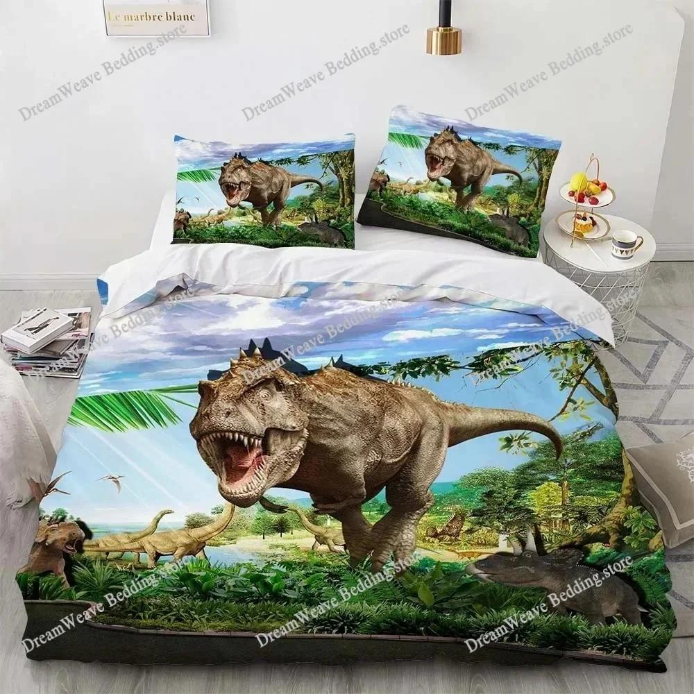 Dinosaur Duvet Cover Set for Kids Boys Girls Polyester King Queen Size Bedding Set Cartoon Wild Animals Comforter Quilt Cover96