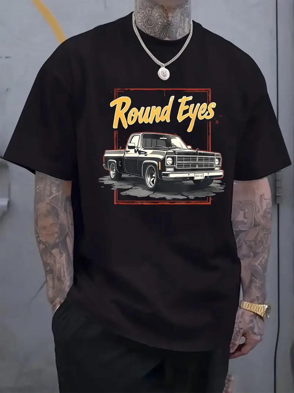 

Vintage Round Eyes Graphic T-shirt - Retro Car & Stars Print M