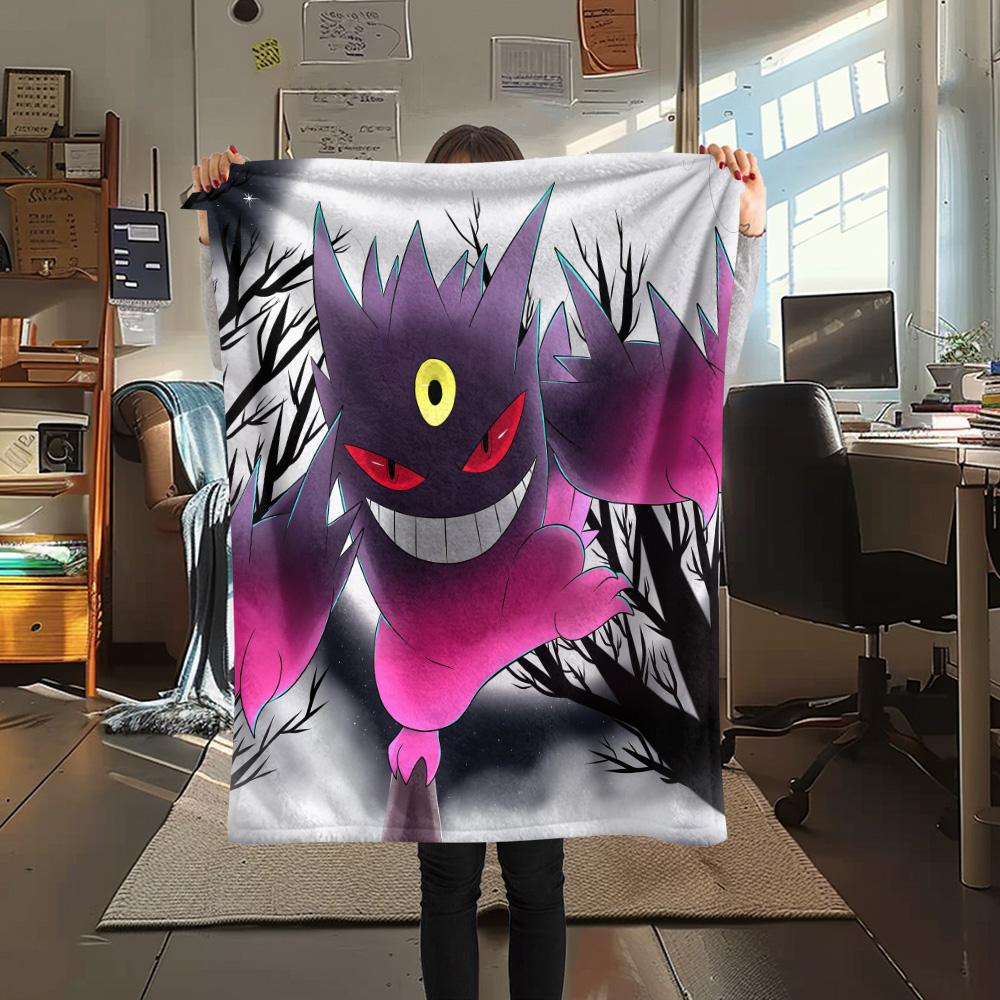 Gengar  Print Flannel Blanket, High Quality Comfortable for All Seasons, Home Decor, Warmth and Comfort