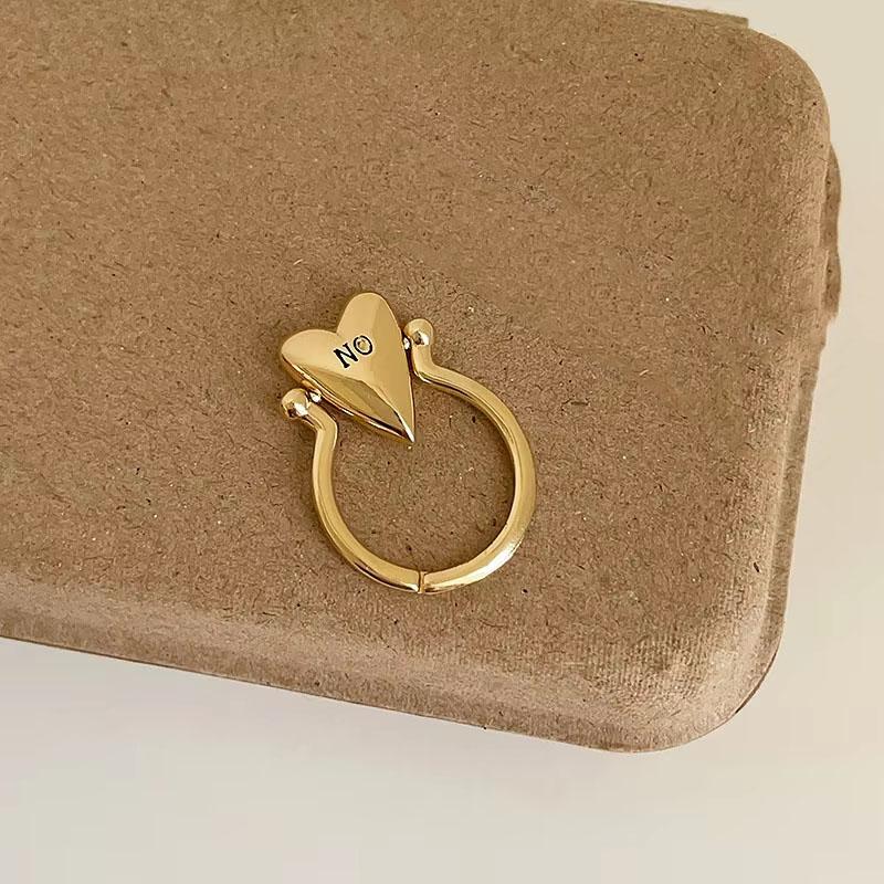 

Модное гладкое вращающееся кольцо-сердце для женщин и мужчин с буквенным дизайном YES или NO, эмоциональное регулируемое кольцо на палец, парное циркониевое жёлтый