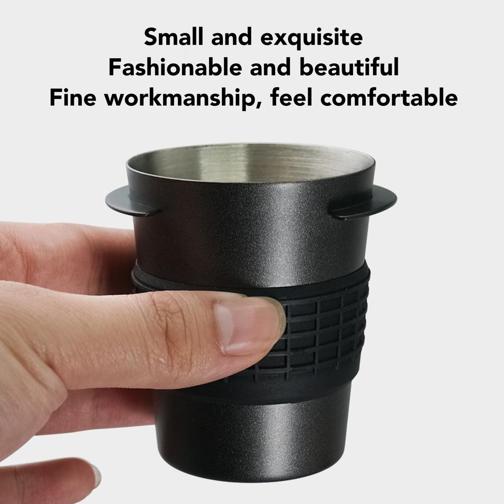 Dosing Cup Stainless Steel Coffee Powder Catcher Mug with Puck Screen for Coffee Maker Black 53mm / 2.08in