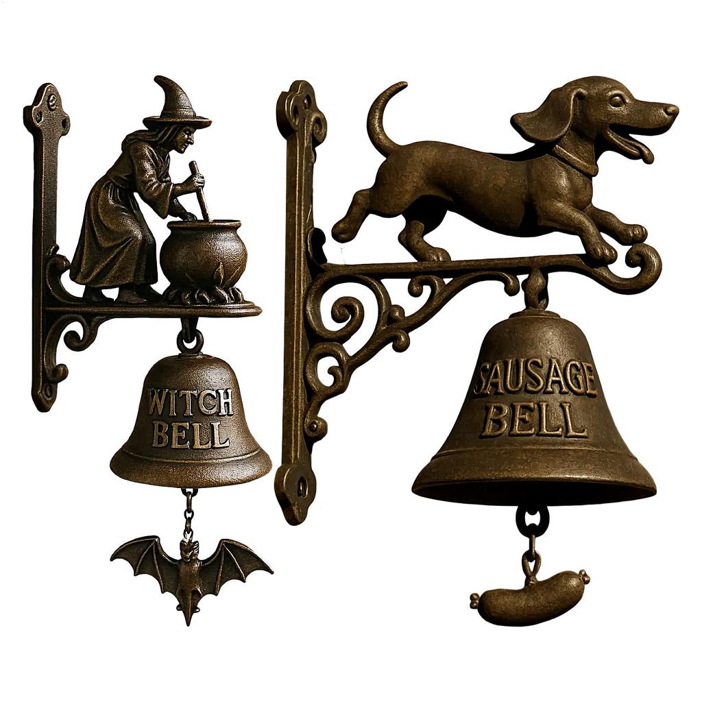 Witch Bell Wind Chimes Witch Iron Broom Door Hanger Hanging Decorations Dachshund Dog Door Chime