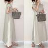 Women's Plus Size Japanese Summer Patchwork Swing Dress - Solid Color, Loose Fit, Short Sleeve