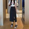 2026 Pleated A-Line High Waist Split Skirt: Slimming Mid-Length Spring/Summer Women's Fashion