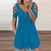 Women's Fashion  Strapless Solid Color V-Neck Short Sleeves Leisure Dress