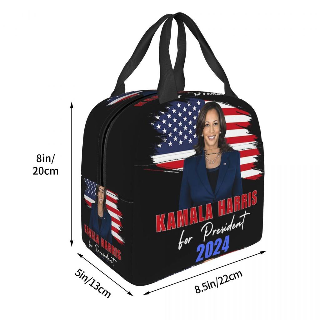 Kamala Harris For President 2024 Insulated Lunch Bag for Women Children Leakproof Food Boxes Thermal Lunch Box Tote