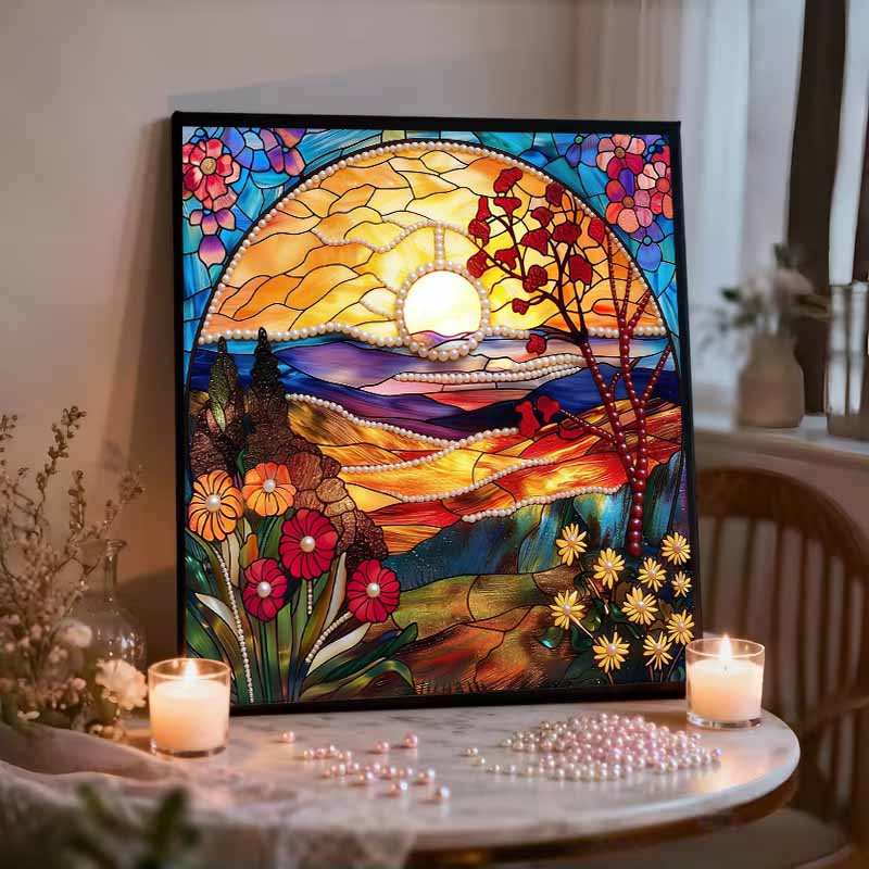 Mural de Cristal Completo 5D DIY Arte de Joyas de Perlas Kits de Pintura de Diamantes para Adultos/Principiantes Idea de Regalo Decoración del Hogar 11,81x11,81 pulgadas