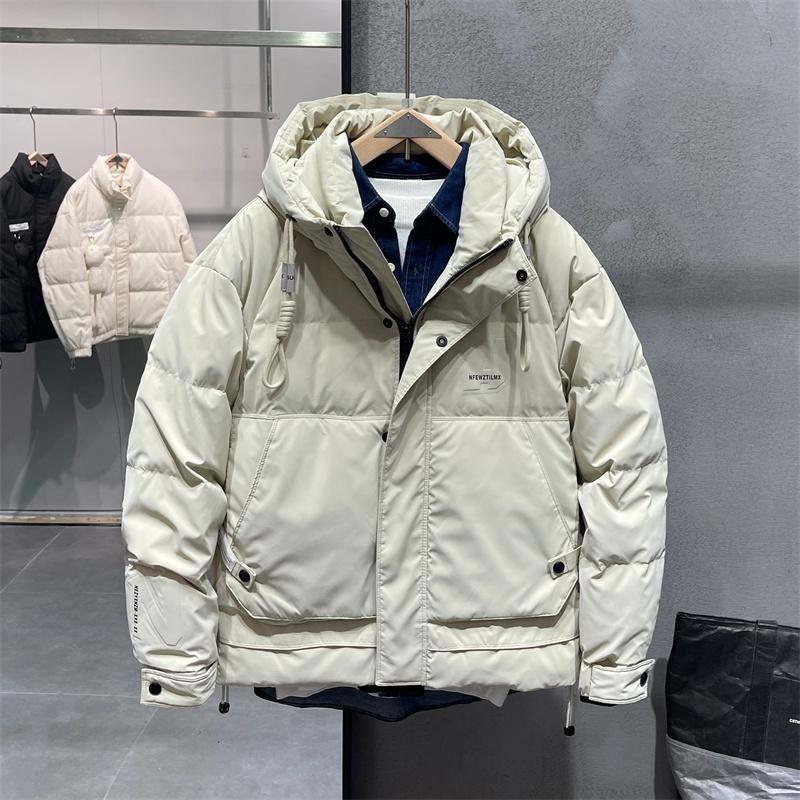 Winter Hooded Down Jacket Men Loose Casual White Duck Down Overalls Thickened Down Jacket Outdoor Ski Warm Puffer Parkas Coat