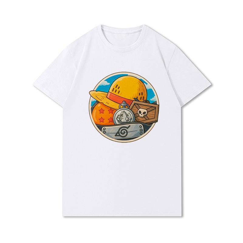 S-3XL Anime Summer Men s Clothes Printed Summer Blouse T-Shirts Men s Tee Tops S белый