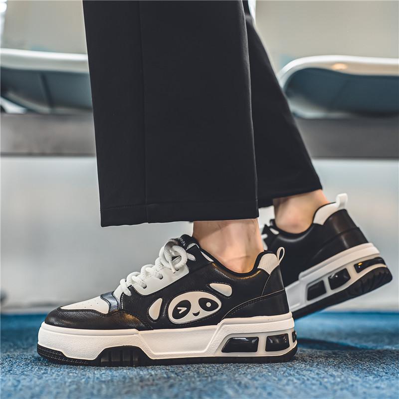 Men's Shoes Spring 2025 New Fashion Platform Heightening Versatile Niche Panda Board Shoes Student Leisure Sports Tide Shoes