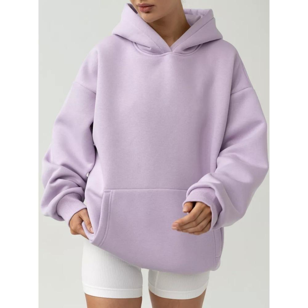 Women's Long Sleeved Hooded Sweatshirt with Loose Fitting Top