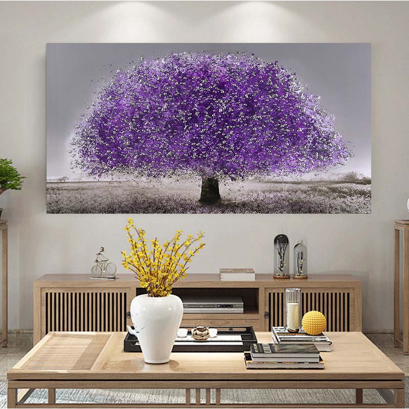 Purple Tree Oil Painting Landscape Painting Art Poster and Printing for Living Room Decoration Printing On Canvas