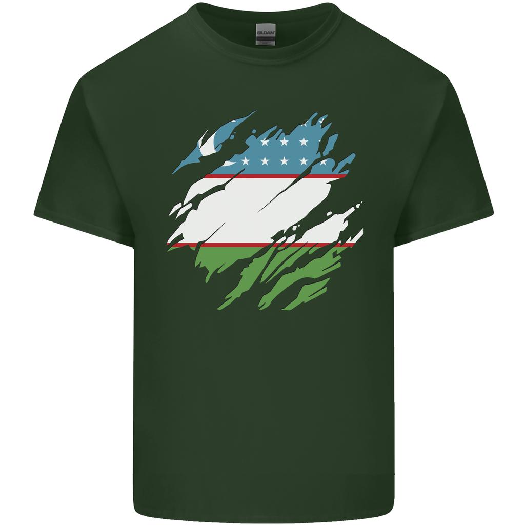 Torn Uzbekistan Flag Uzbek Day Football Unisexs Light Cotton TShirt
