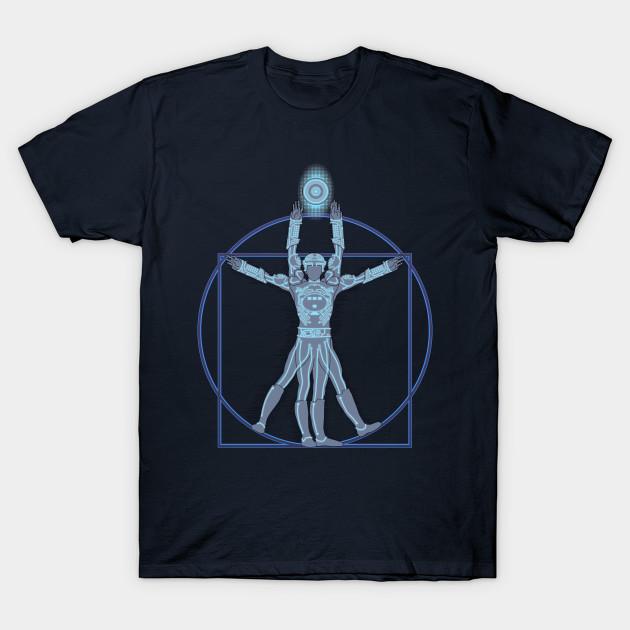

Мужская черная футболка с принтом Vitruvian Tron Печать на трансферной бумаге без вырезания Хлопковая футболка S тёмно-синий