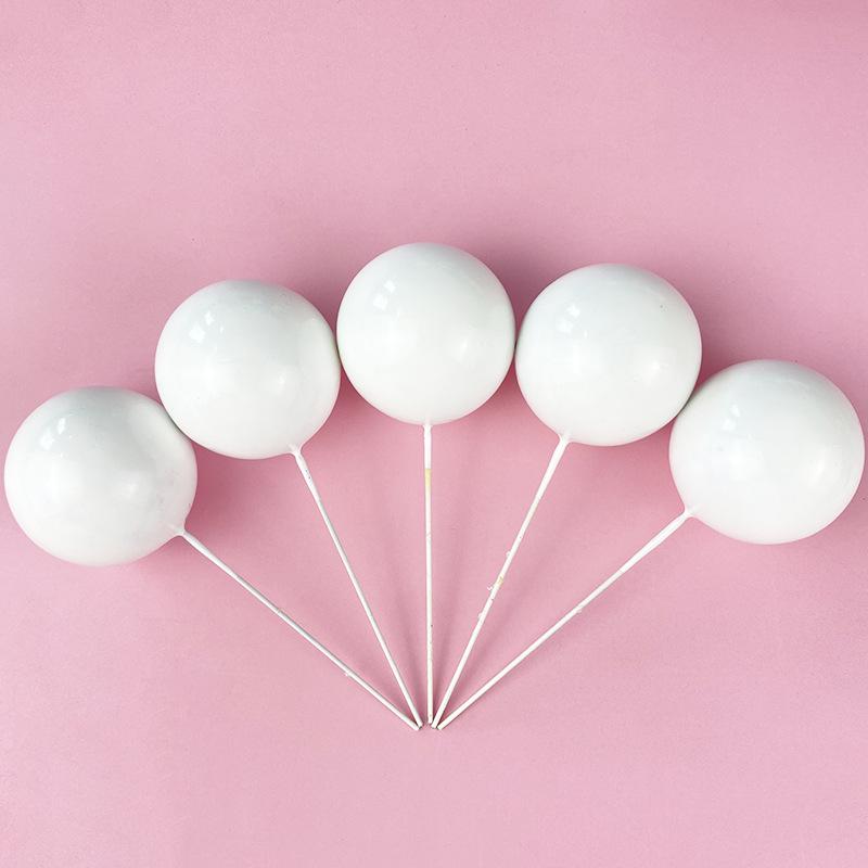 Sada zlatých kuličkových dekorací na dort - 10 kusů: Pěnová koule Narozeninová pekařská zapichovátka a doplňky na dezertní stůl