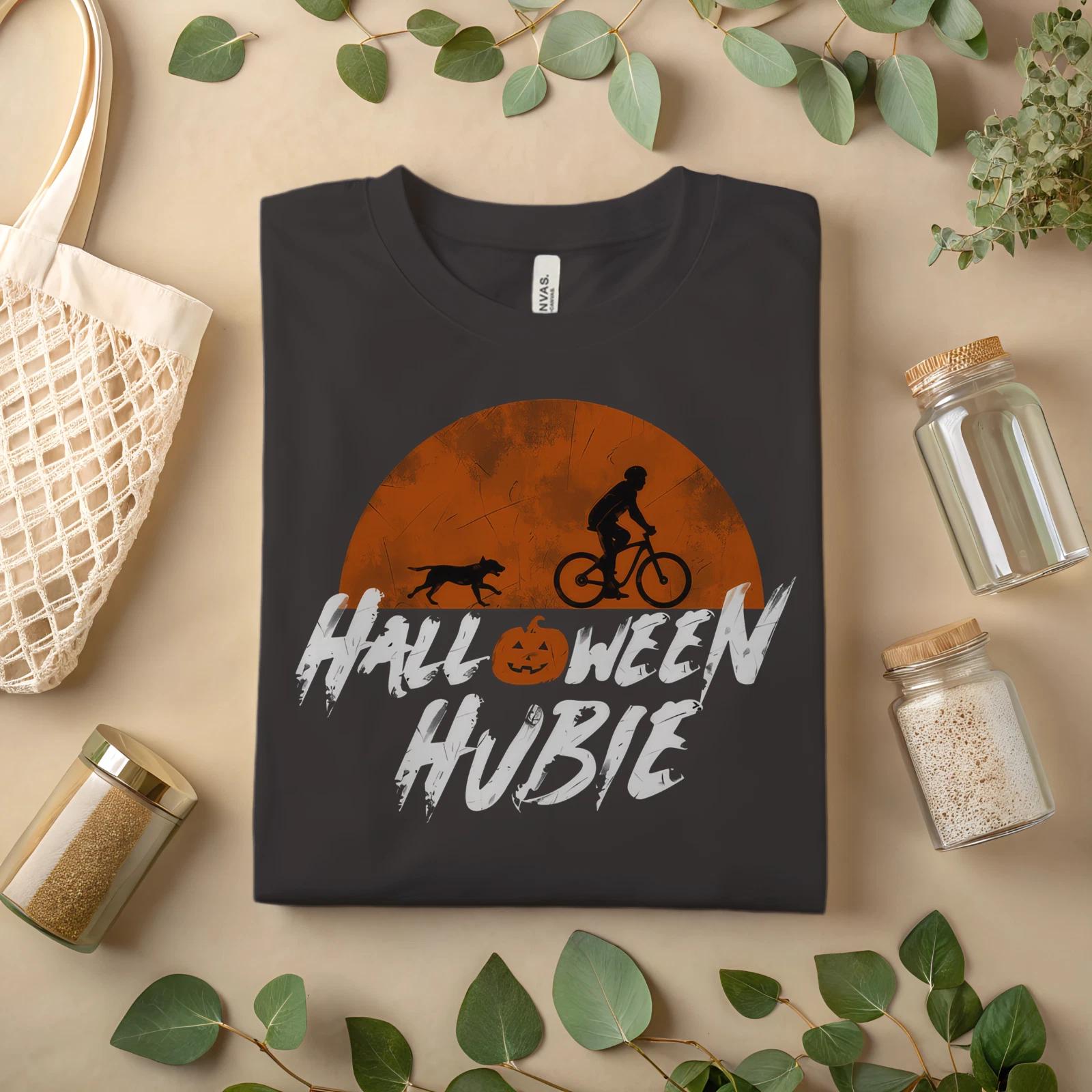 

Halloween Hubie Shirt Funny Pumpkin Bike Rider Tee for Spooky Season A332 S