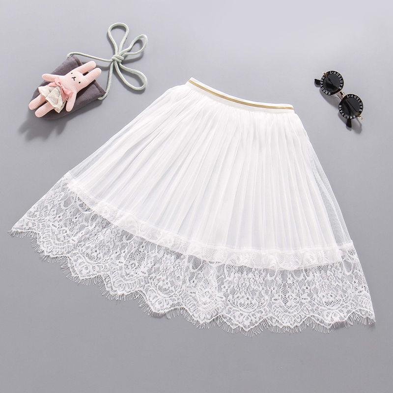 Children's Clothing Girls' Half Skirt Summer Children's Mesh Skirt Long Skirt Girls' Puffy Skirt Lace Pleated Skirt
