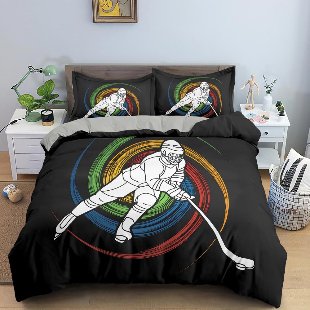 Sport Polyester Duvet Cover Set King Queen Size Bedding Set Sport Player Action on Spin Wheel Graphic Bedclothes Bedroom Decor