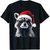Raccoon Christmas Tree Lights Racoon Lover Xmas T Shirts Men Humor Streetwear Tee Shirt Short Sleeve Unisex Loose Clothing