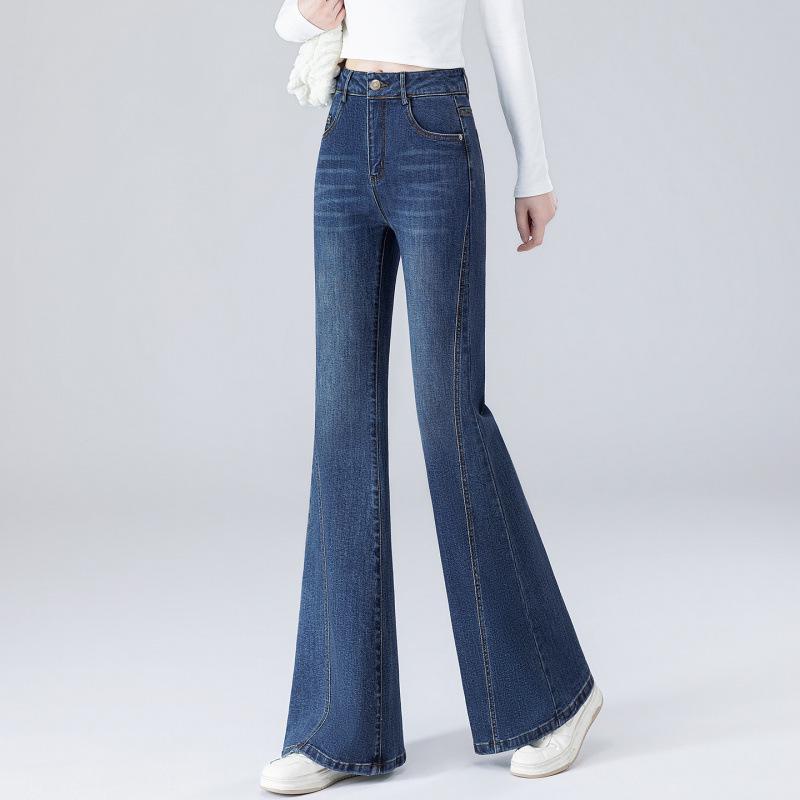 High-Waisted Stretch Flared Jeans: Slimming, Versatile, Plus Size, Bell Bottoms L