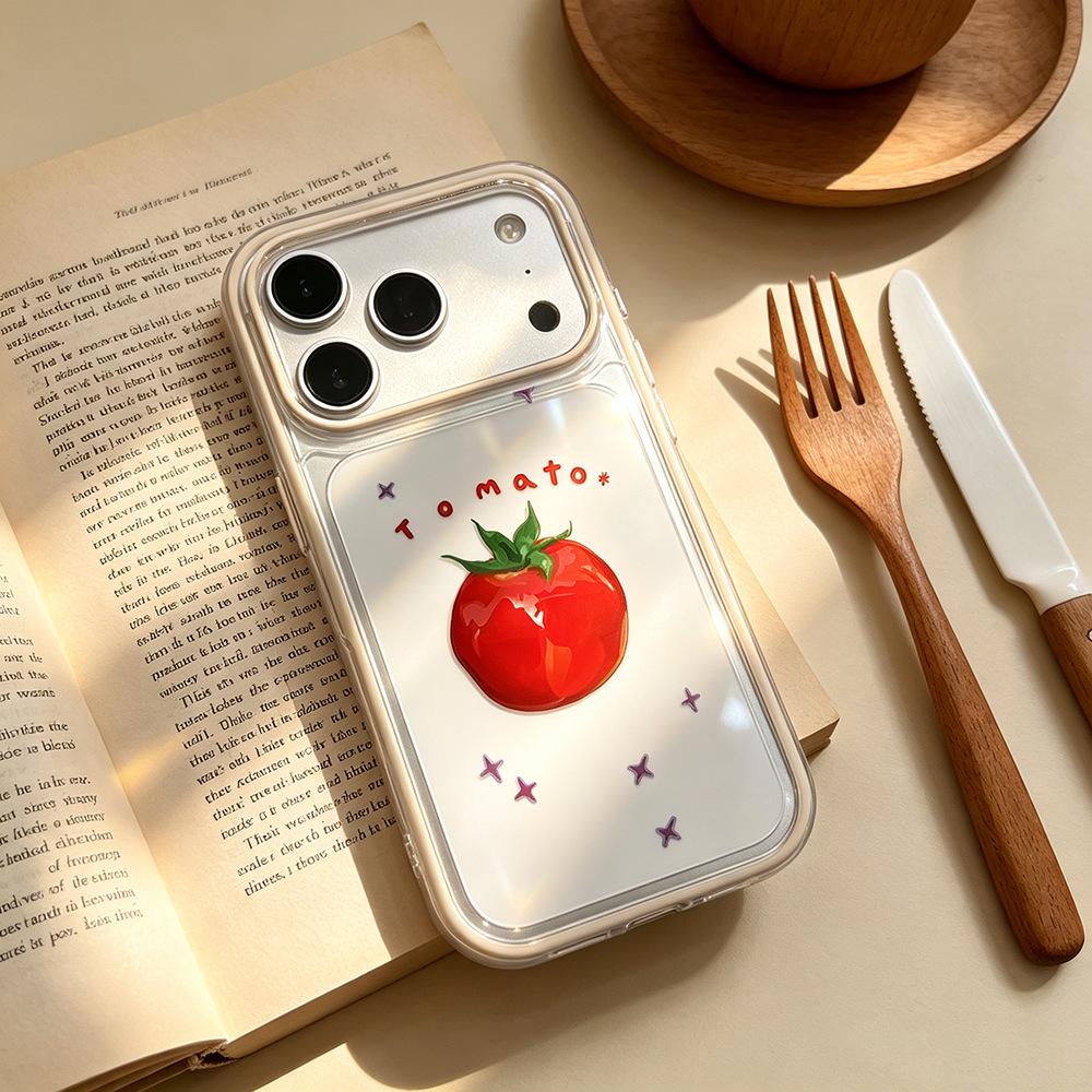 Tomatoes are suitable for anti-drop contrasting colors Apple 17/16 Pro mobile phone case Spring OPPO Xiaomi creative iPhone15