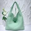 Soft Leather Woven Shoulder Large Bag Large Capacity Child and Mother Bucket Bag Lazy Wind Tote Bag Shopping Travel Handbag