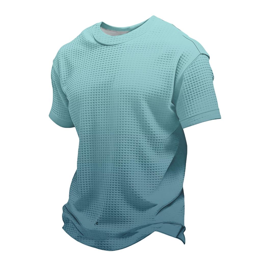 Men's Knit Short Sleeve Shirt, Summer Color Casual Tee, Comfortable Fashion Top