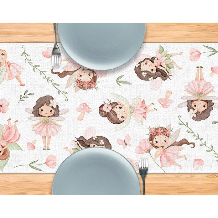Pudodo Fairy Table Runner Enchanted Theme Girls Birthday Party Decoration Elf Mushroom Kitchen Dining Room Home Decor