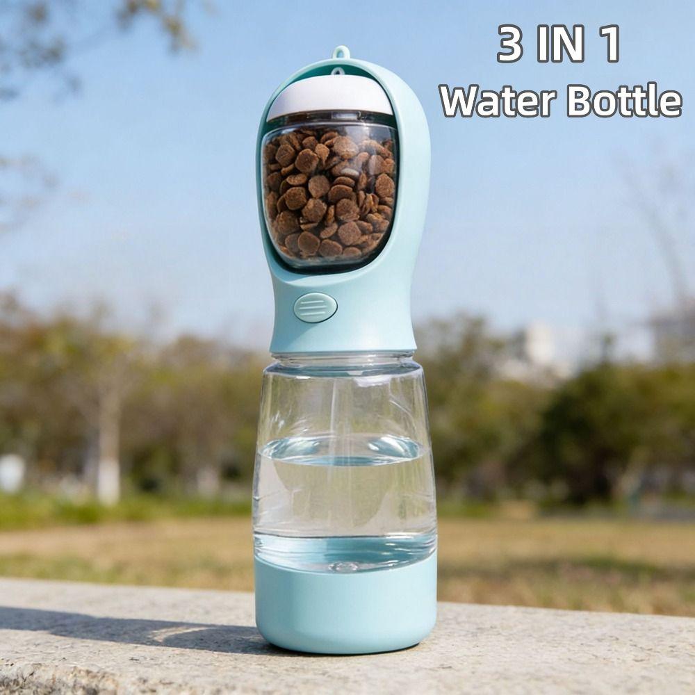 with Poop Bag Container Pet Water Bottle 3 in 1 Pet Food Dispenser New Dog Food Bottle  Travel Use