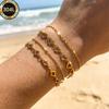 18K Gold Plated 304L Stainless Steel 4pcs Love Heart Bracelet Set Elegant Stackable Clover Jewelry For Women Daily Party Beach