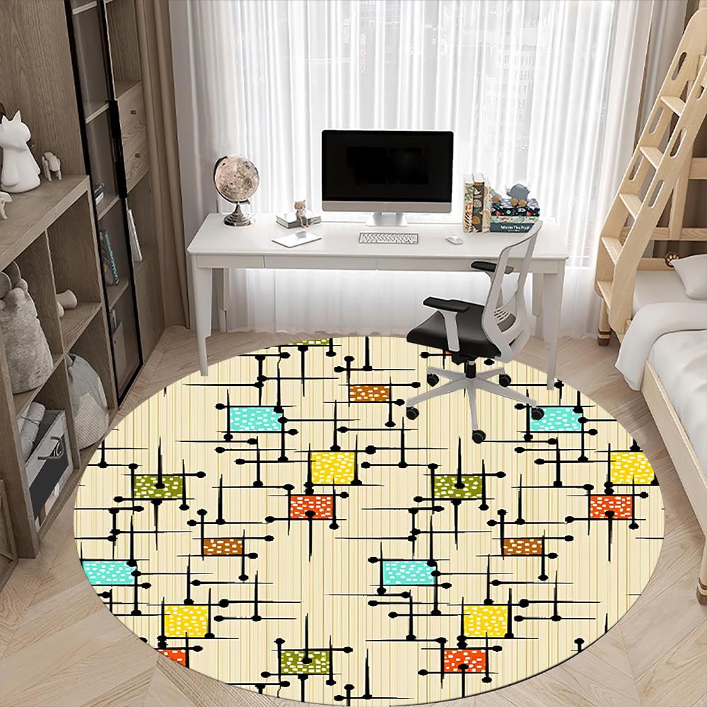 1 Stück Runder Teppich mit abstraktem Muster für das Büro, rutschfest, weich und langlebig, für die Innendekoration, perfekt für das Büro, schöne Dekoration yy26031
