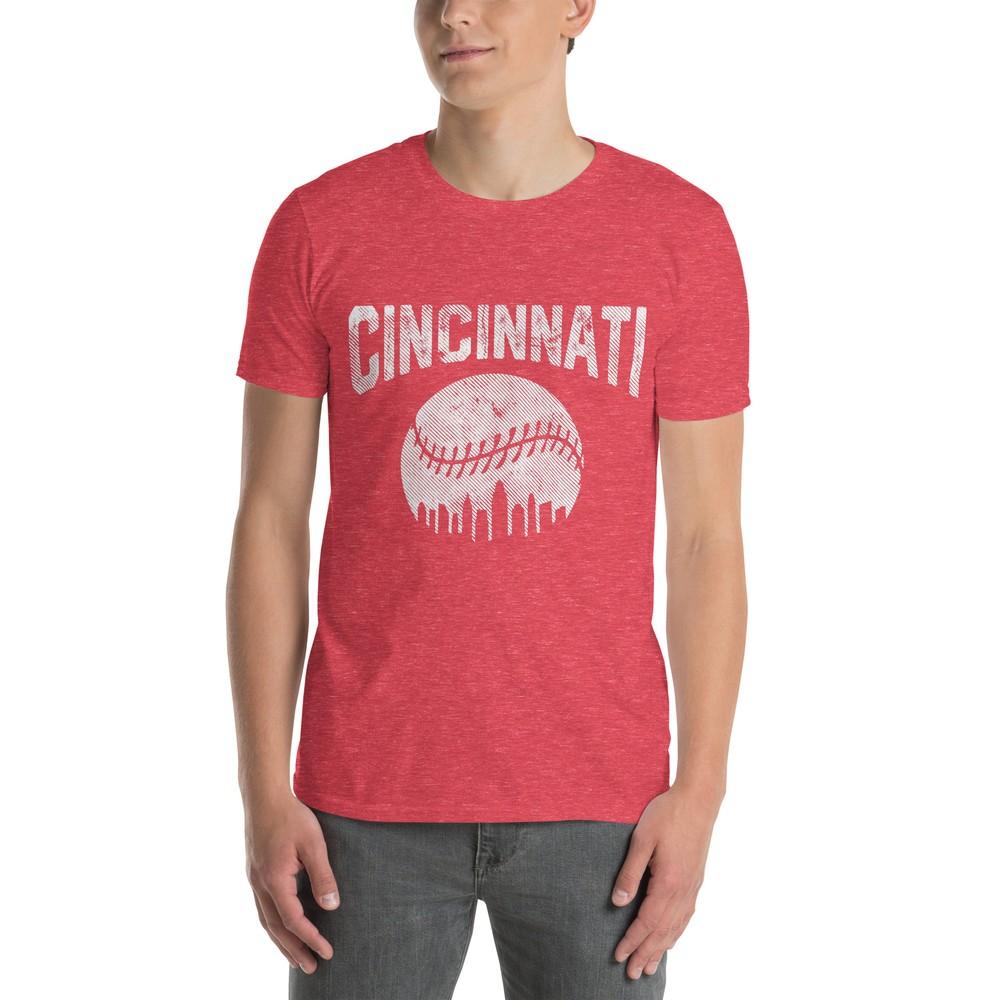 

Cincinnati Baseball Ohio Skyline City Vintage Style Gameday T-Shirt L