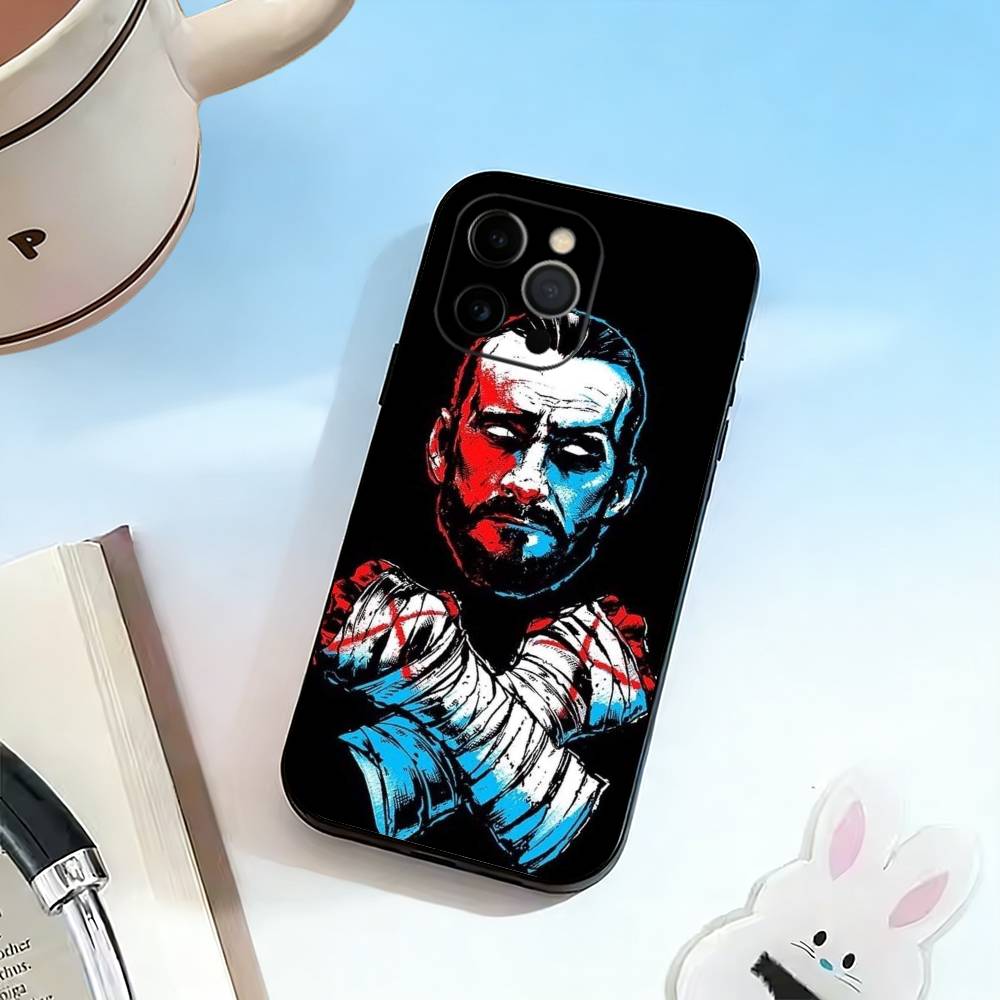CM P-Punk   Phone Case For iPhone 17,16,15,14,13,12,11 Plus,Pro Max,XS,Soft Silicone Black Cover