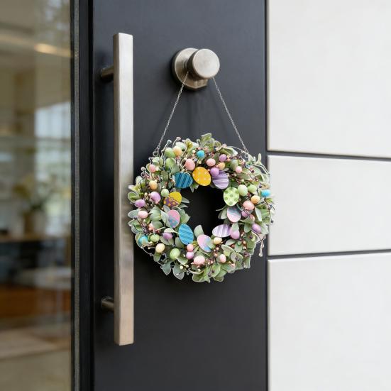 Ghirlanda di Pasqua 2D Coniglietto Acrilico Uova di Pasqua Ghirlanda Ornamento da Appendere Primaverile per Decorazione Porta Muro Finestra