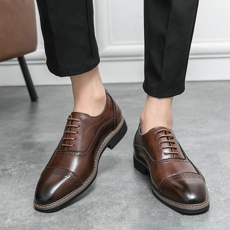 Foreign Trade Spring British Style Dress Oxford Shoes Men's Large Size Business Lace-up Leather Shoes Fashion Wedding Shoes Banquet Leather Shoes