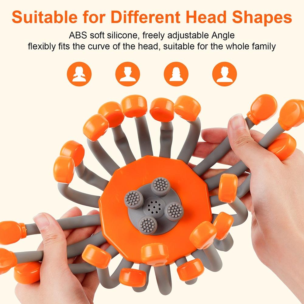 Electric Scalp Massager 24 Heads Octopus Claw Head Massager 24 Point Vibration Massage Scratcher Bluetooth Music Relaxation