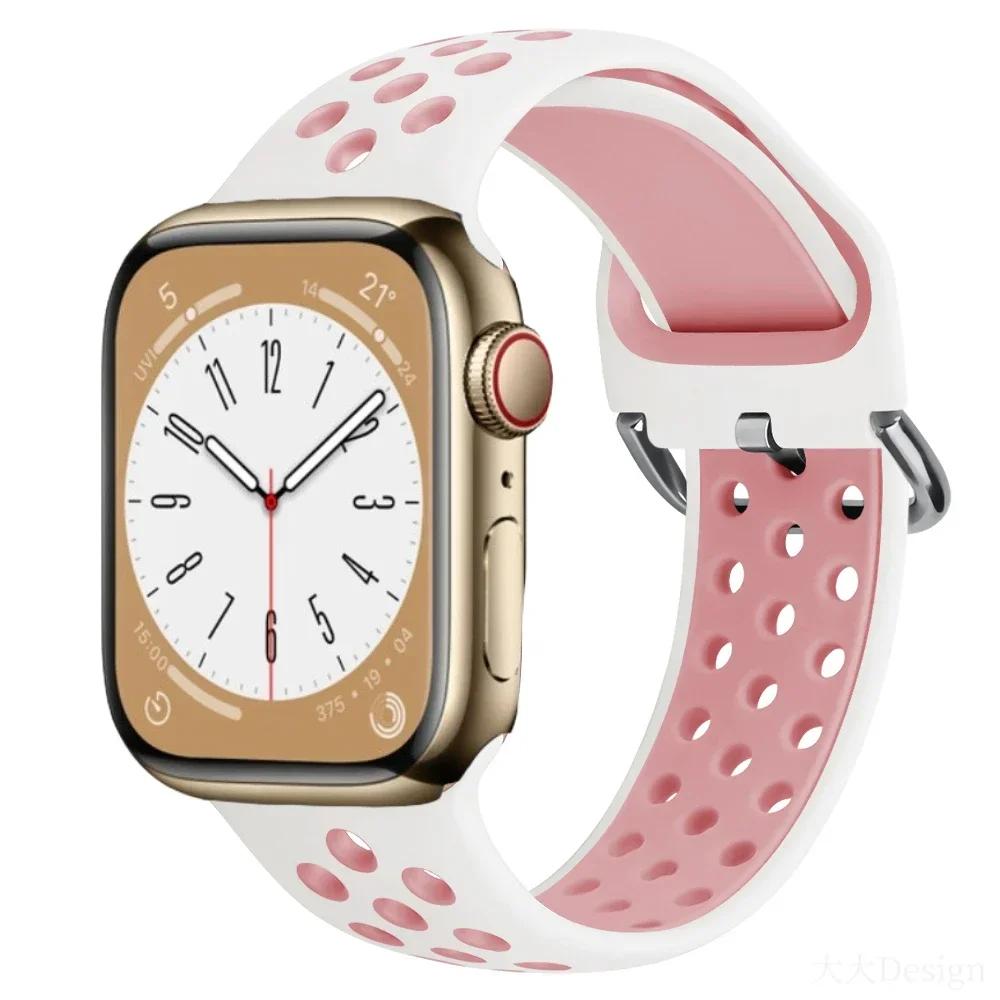 

Silicone Loop Strap for Apple Watch 49mm 46mm 42mm 45mm 44mm 40mm 41mm Breathable Wristband iWatch Ultra 10 9 8 7 6 5 4 SE Belt For 38mm-40mm-41mm
