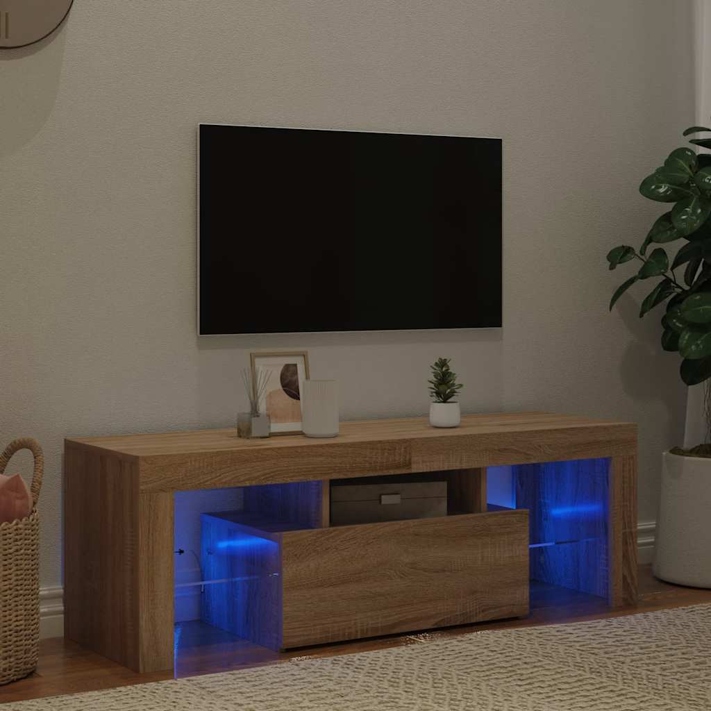 Moderner, minimalistischer TV-Schrank mit LED-Lichtern, kreatives Design für das Wohnzimmer, Stauraum-Eckschrank, 120x35x40 cm