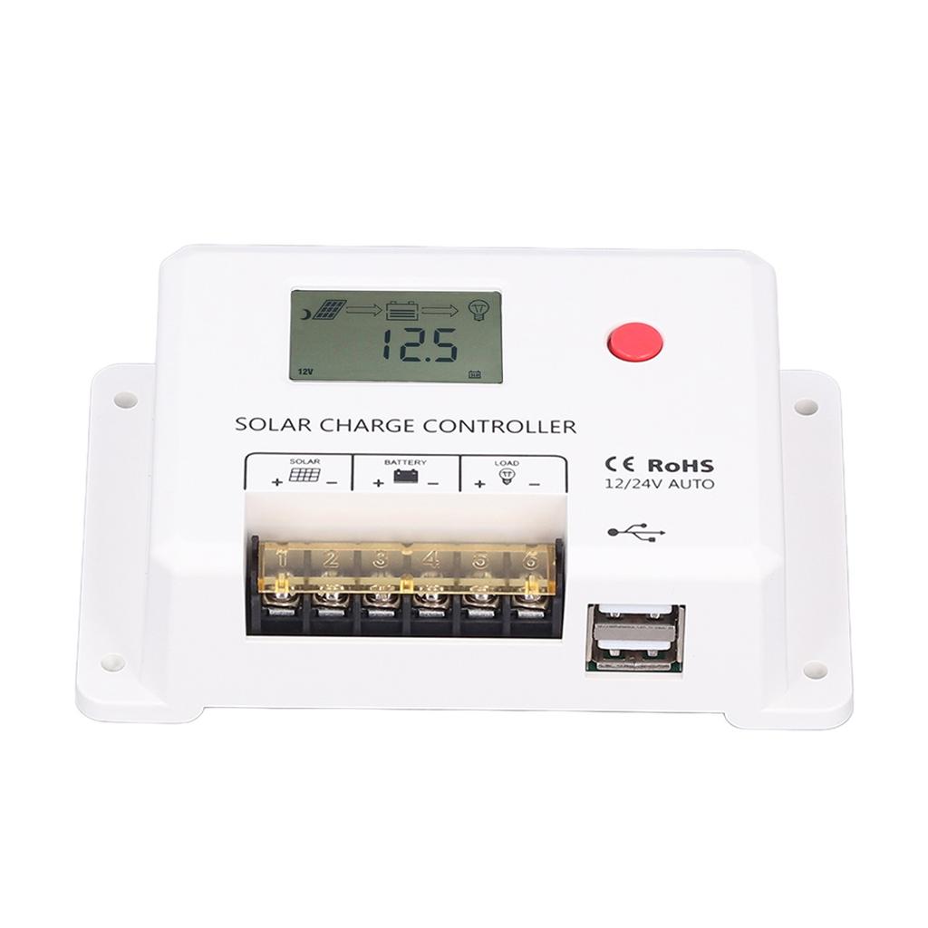 PWM Solar Charge Controller 30A Solar Panel Regulator White Energy Controller for RV Accessories