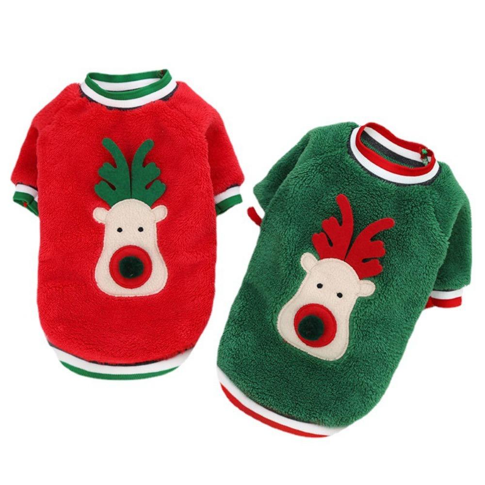 Cat Pet Clothing Coral Fleece Dog Sweater Dog Out Christmas Dog Clothing
