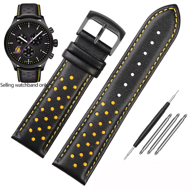 New Genuine Leather Watchband for Tissot 1853 Special T116 Strap T116617 Warriors Knights Lakers Band Heuer Men's 22mm Bracelet