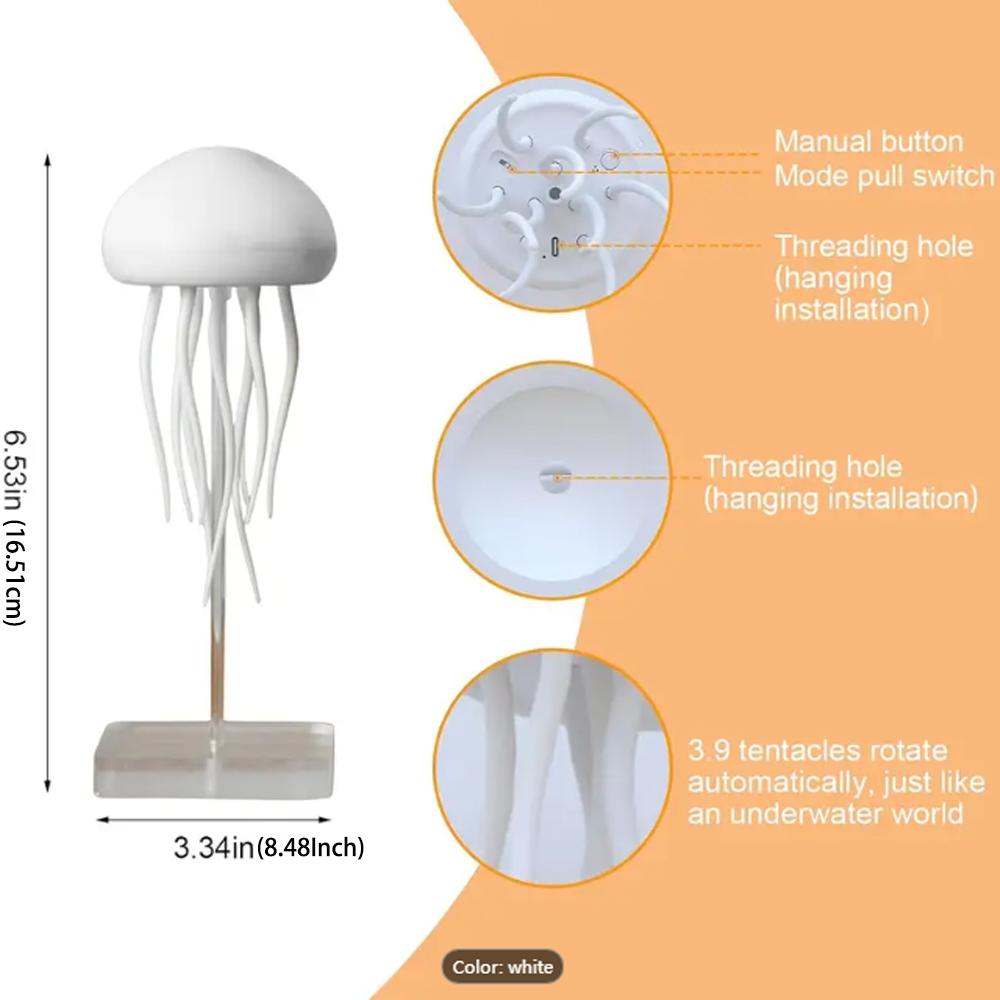 Cartoon Dancing Jellyfish Night Light RGB Gradient Cute Jellyfish Bedside Lamp Voice Control Charging LED Night Desk Lamps