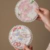 Elegant Pearls Edge Coaster Cloth Teapot Mat Butterfly Brocade Cup Mat  Tea Ceremony