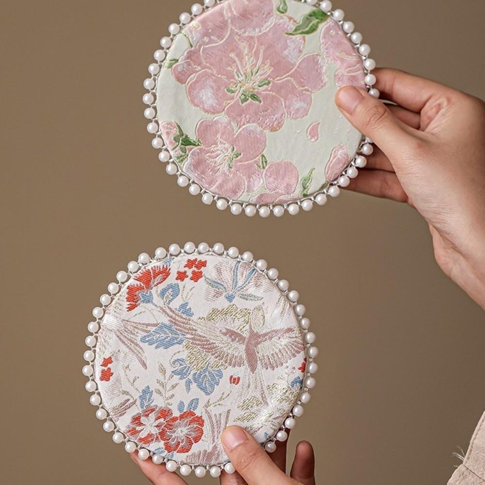 Elegant Pearls Edge Coaster Cloth Teapot Mat Butterfly Brocade Cup Mat  Tea Ceremony