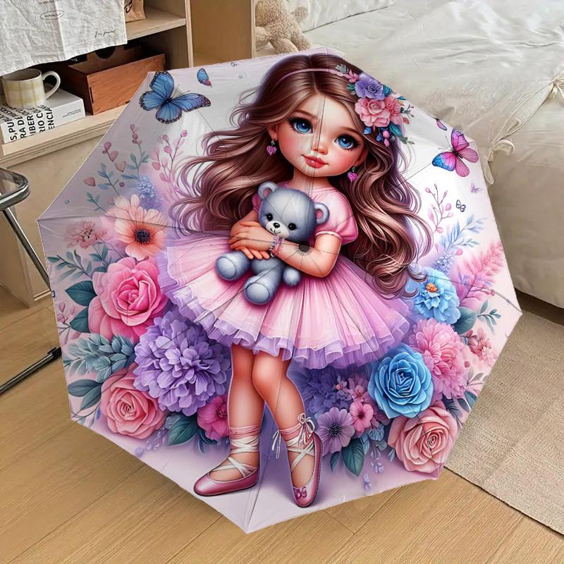1PC Flower Butterfly Umbrella-8-Rib Reinforced Portable Folding Travel Suitable for All Seasons Outdoor Daily Use-H0326