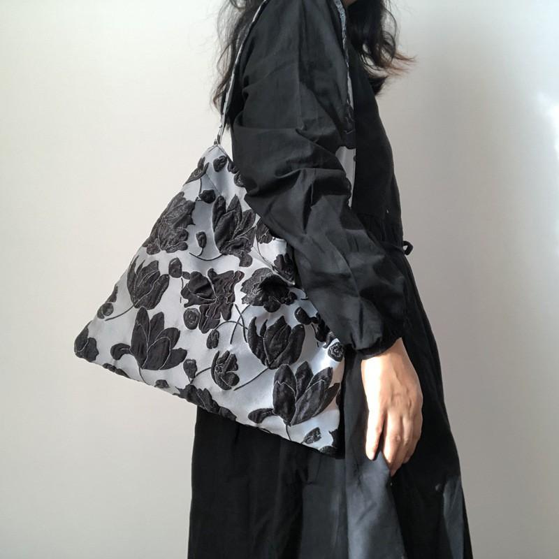 Новая Ткань Жаккард Плетение Сумка под Мышку Прямой Угол Элегантная Серая Ретро Универсальная Маленькая Квадратная На Одно Плечо