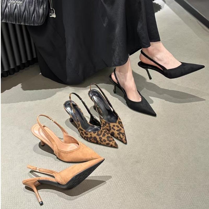 Fashion New Summer Leopard High Heel Women Sandals Fashion Pointed Toe Shoes Design Style Banquet Party Sandals Shoes Zapatos Mujer